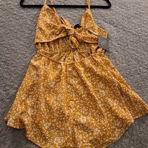 Yellow and white two-ish piece romper